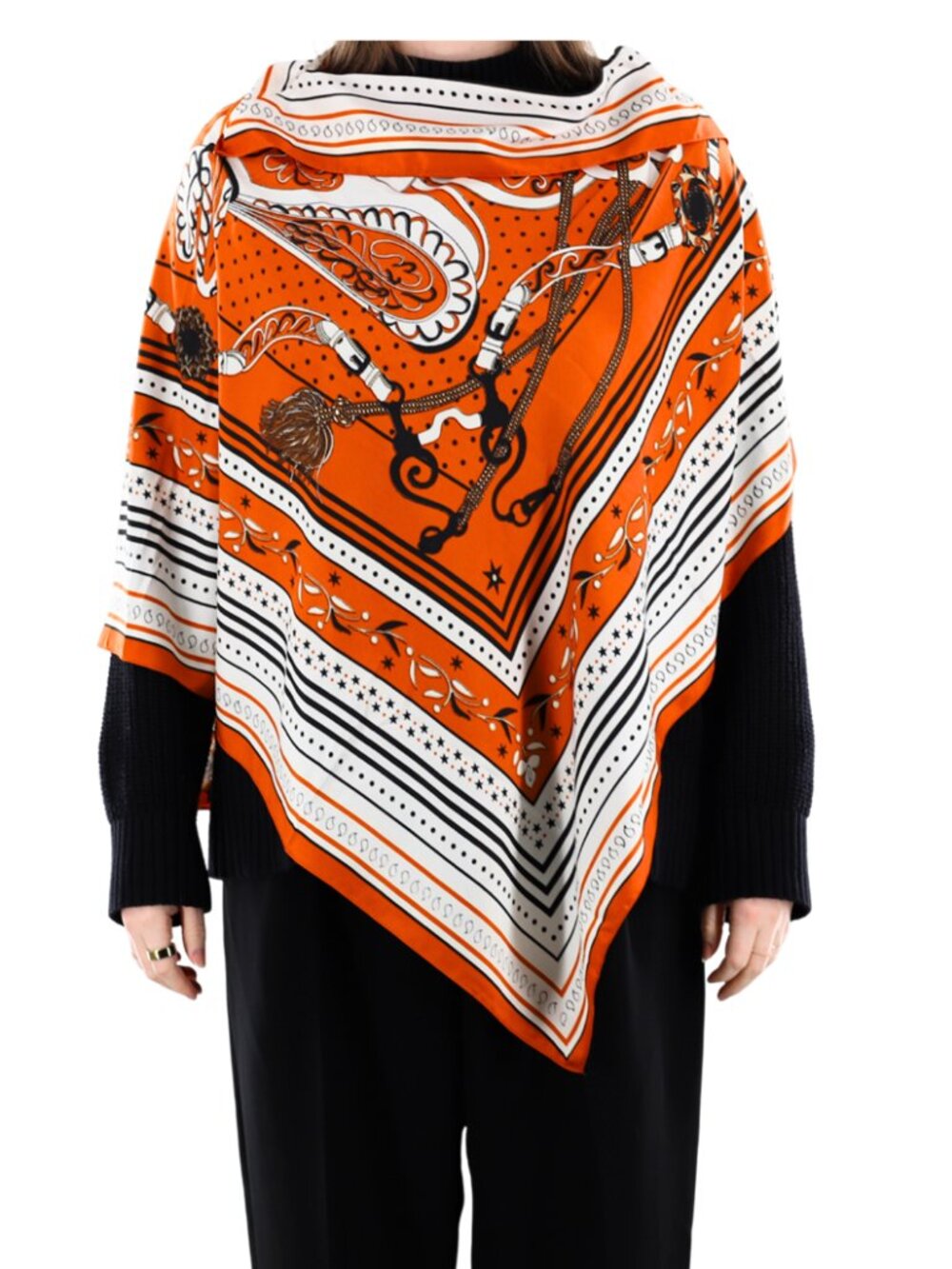 Lightweight Equestrian Print Poncho